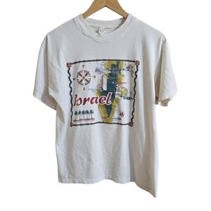 Vintage Duty Free Unisex 100% Cotton Israel Map Tshirt. Size Medium